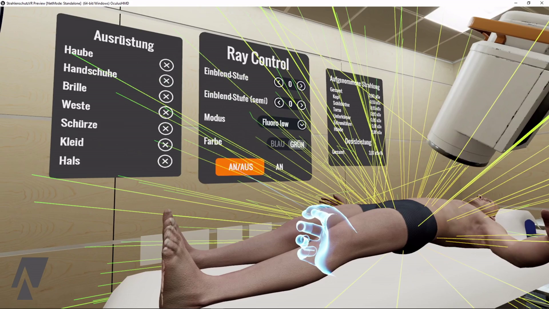 AR Modus – virtuelle Strahlenvisualisierung im Raum